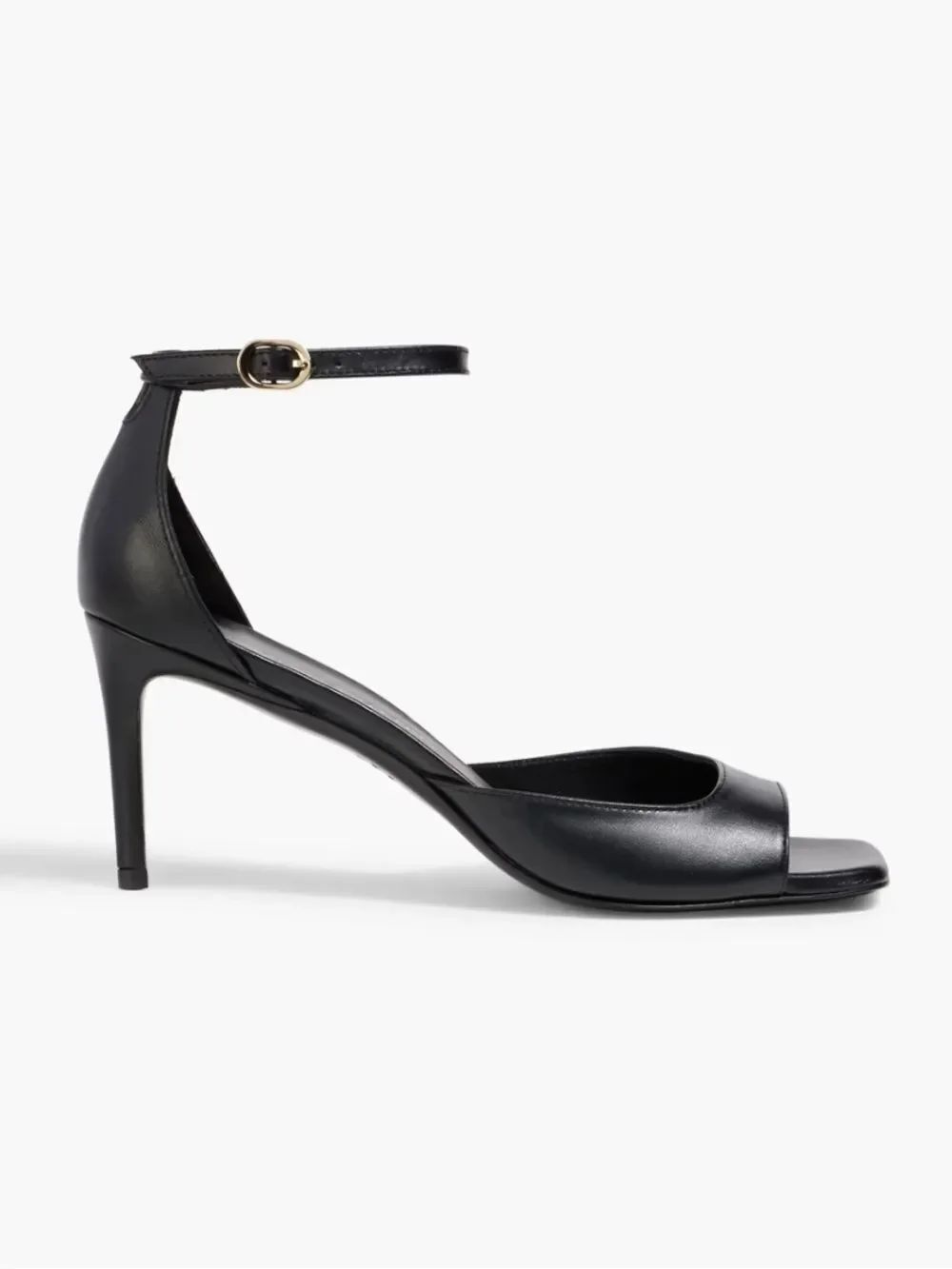 Stuart Weitzman Black Leather Ankle-Strap Heel Sandals . Size 8B
